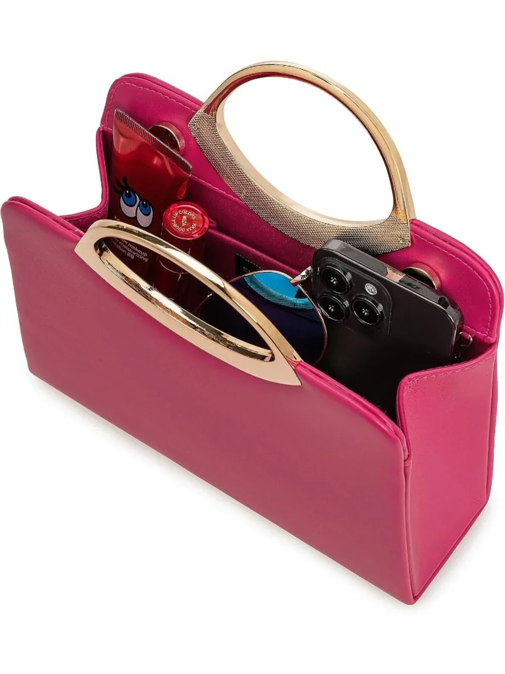 👜Women's Hot Pink Small Dressy Handbag Evening Bag Circle Handle Elegant Purse